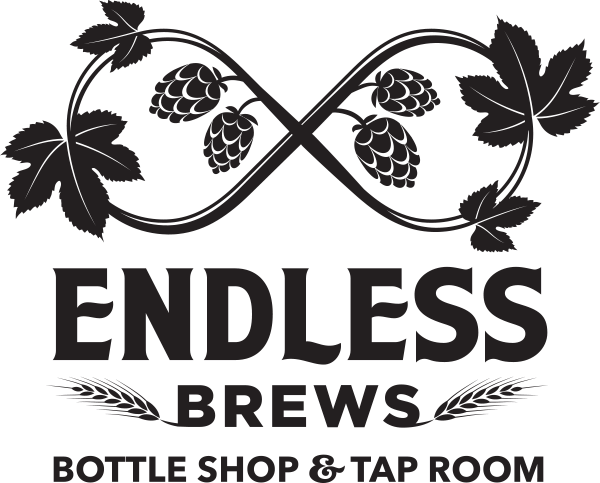 Endless brews logo tag black